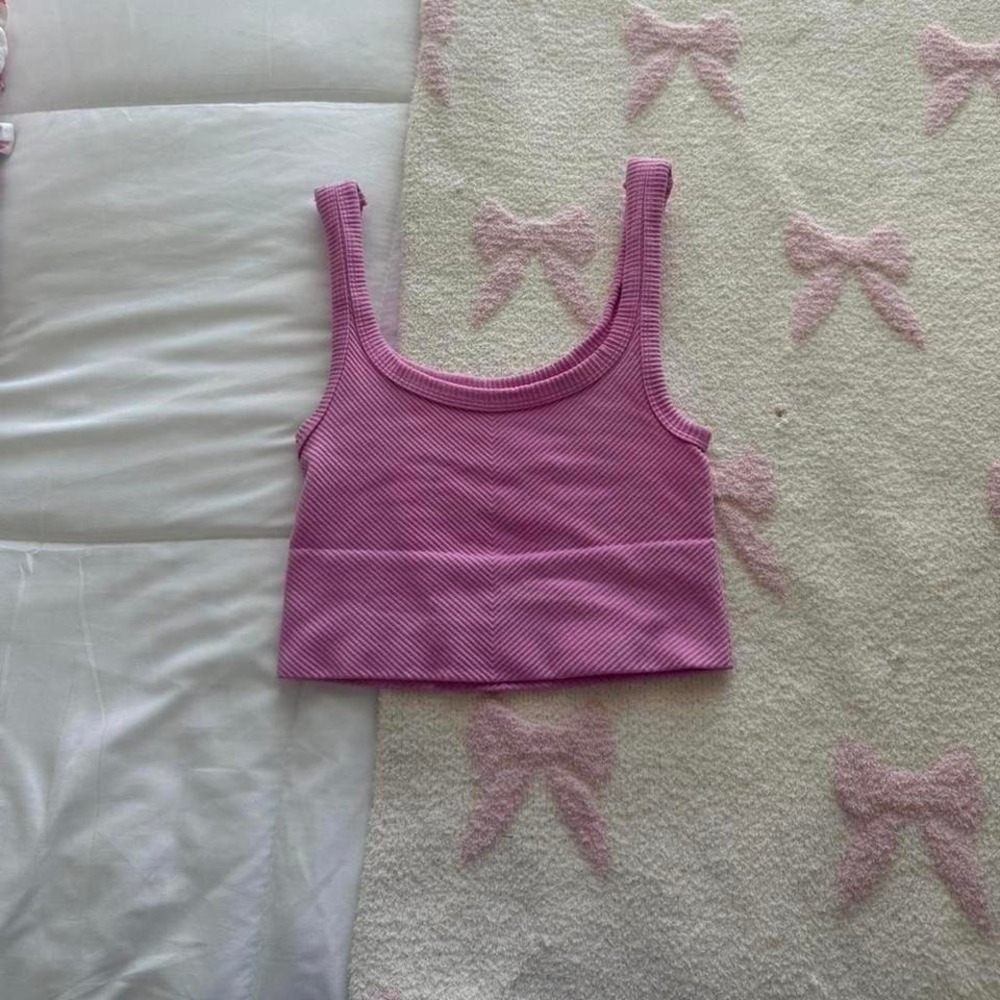 bubblegum pink ribbed tank top